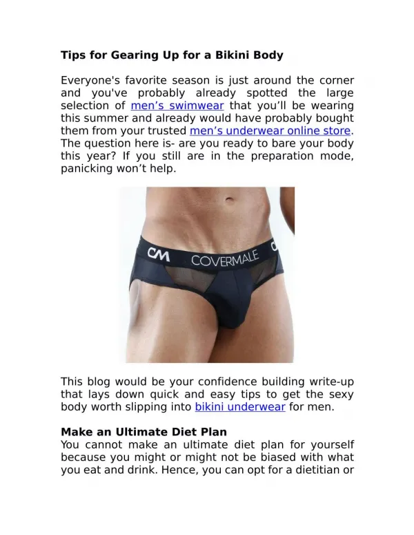 Tips for Gearing Up for a Bikini Body