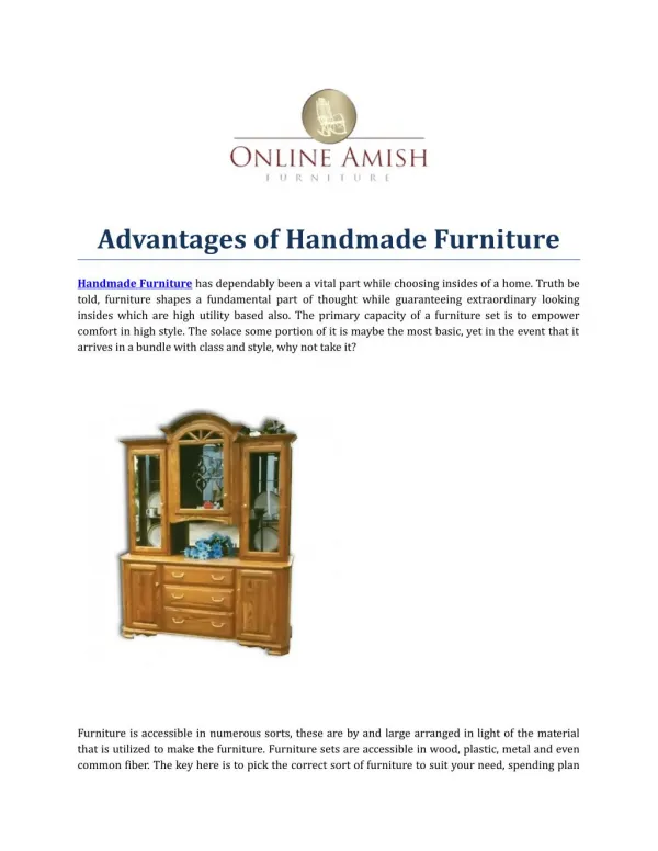 Advantages of Handmade Furniture