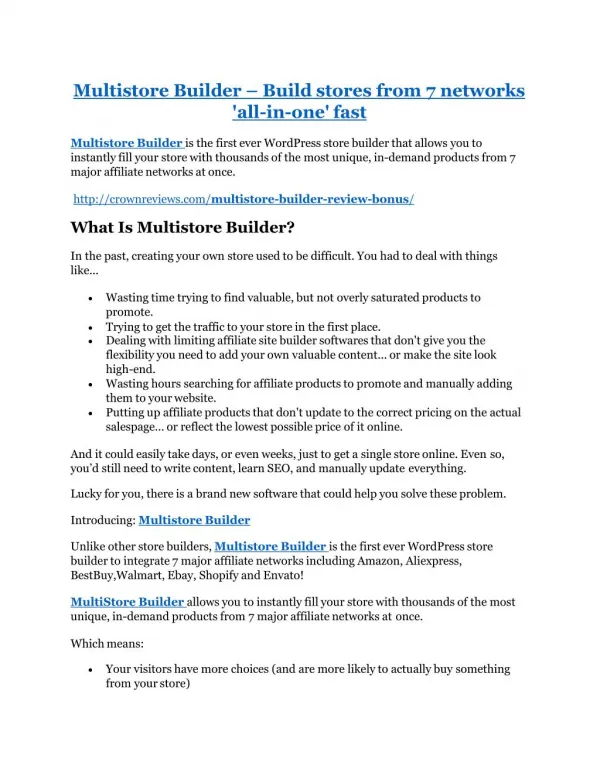 Multistore Builder Review - (FREE) Bonus of Multistore Builder