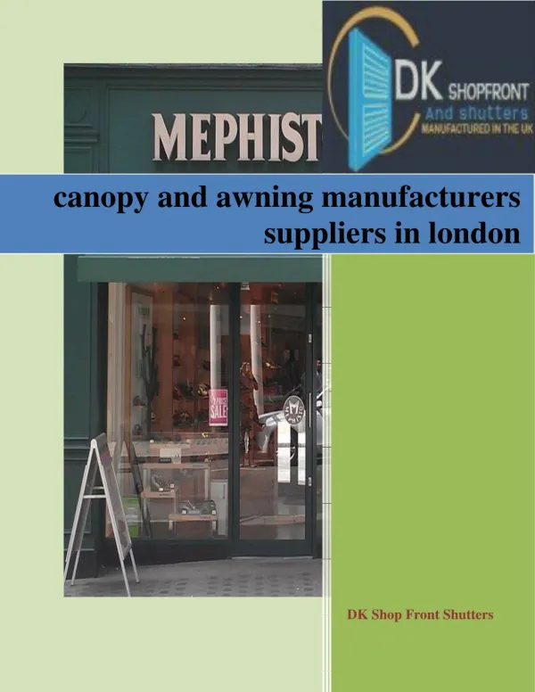 canopy and awning manufacturers suppliers in london
