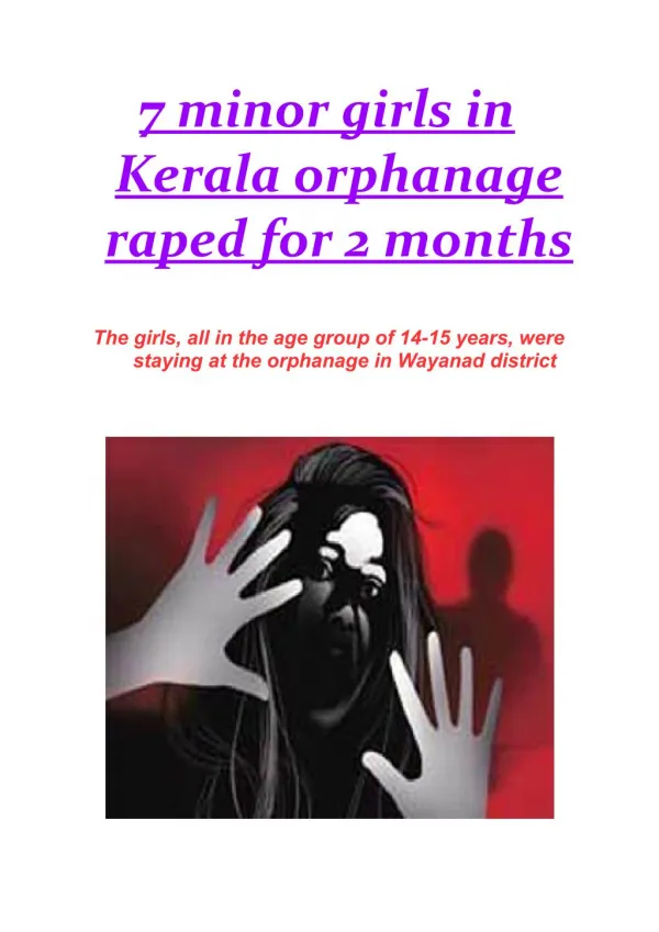 7 minor girls in Kerala orphanage raped for 2 months