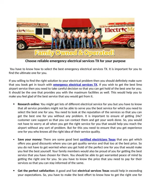 If you are looking for the electrician contractors Dallas TX