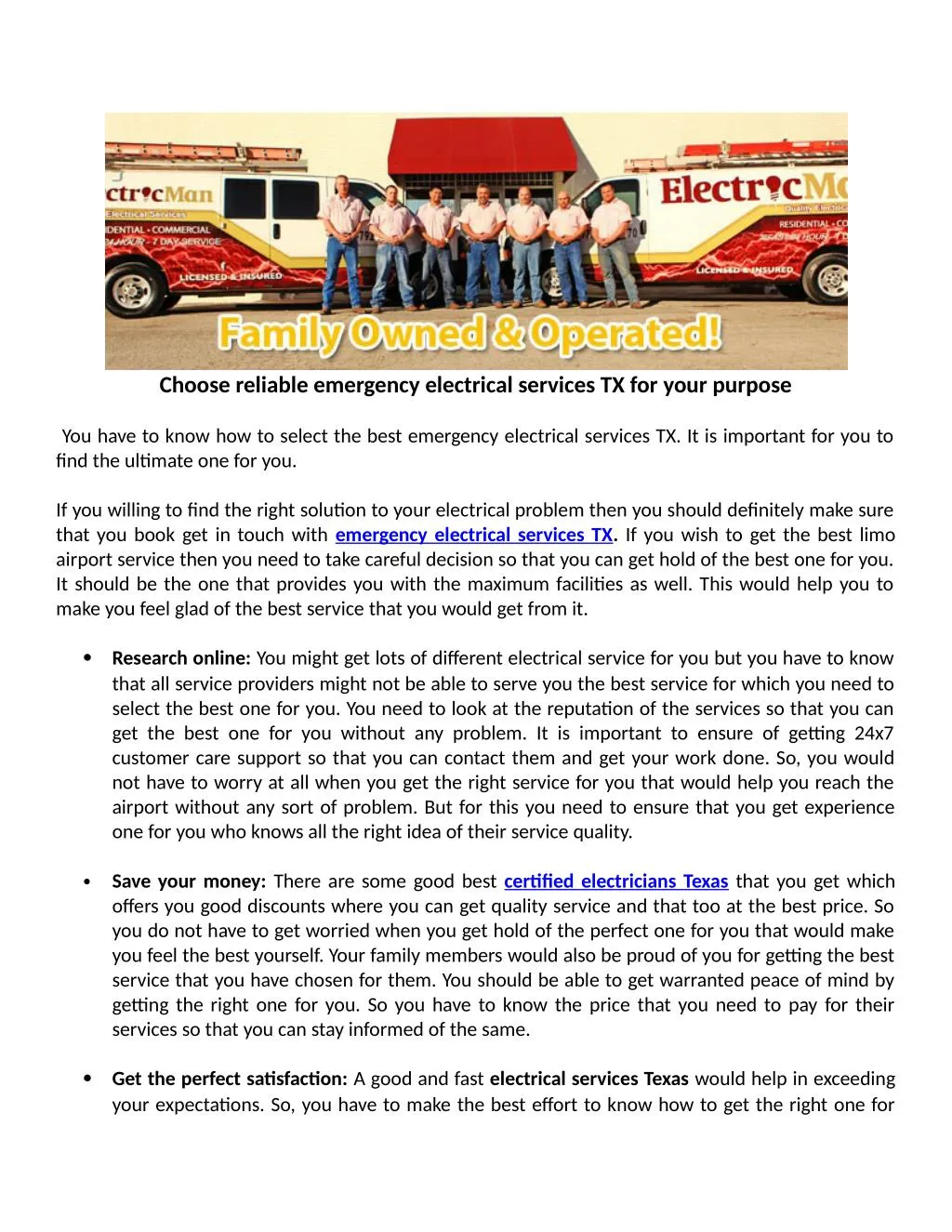 choose reliable emergency electrical services