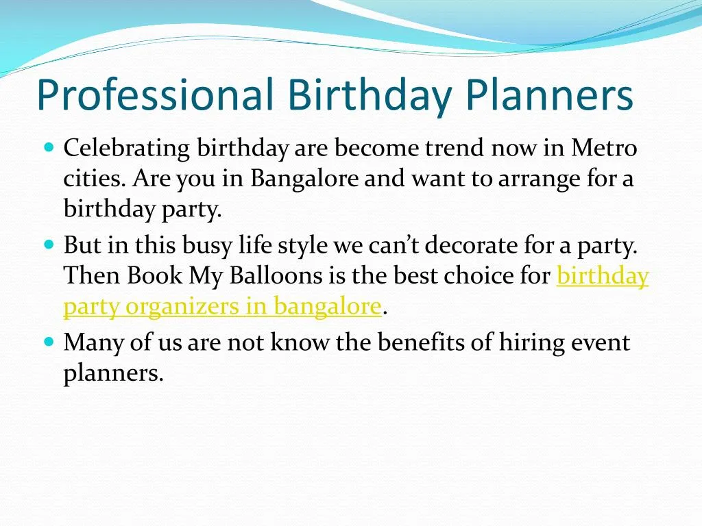 professional birthday planners