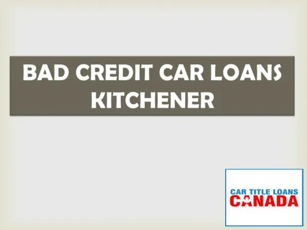 Bad Credit Car Loans Kitchener