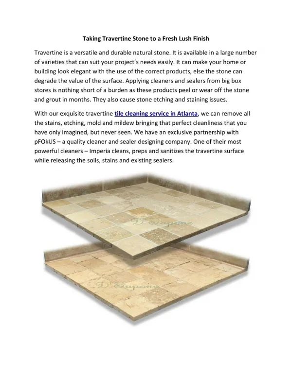 Travertine Tile Cleaning Services in Atlanta | Grout Sealing