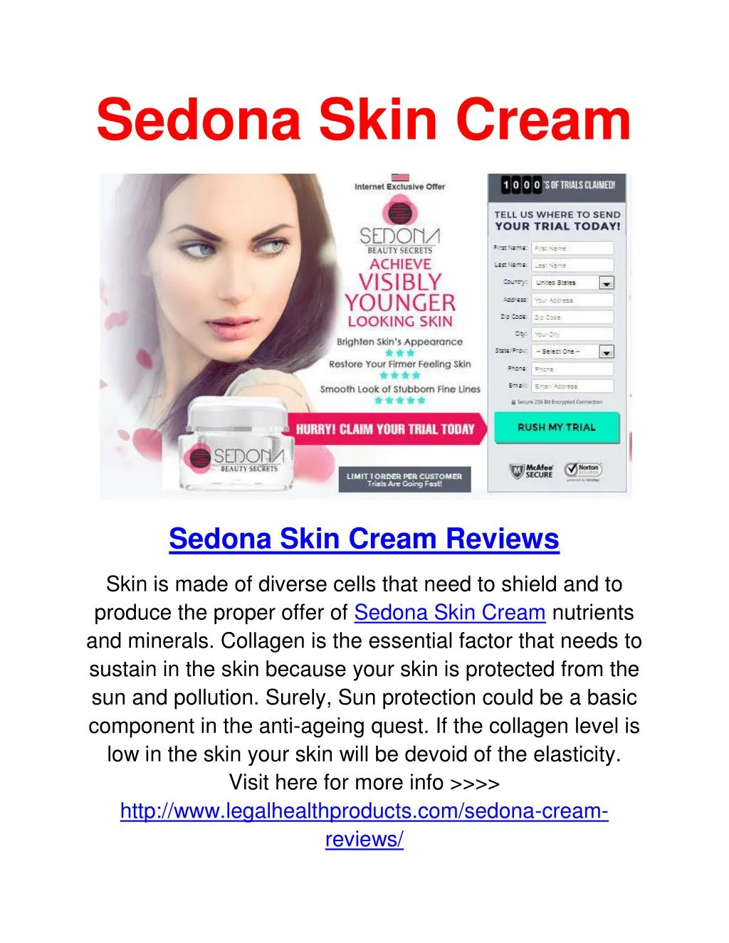 sedona skin cream