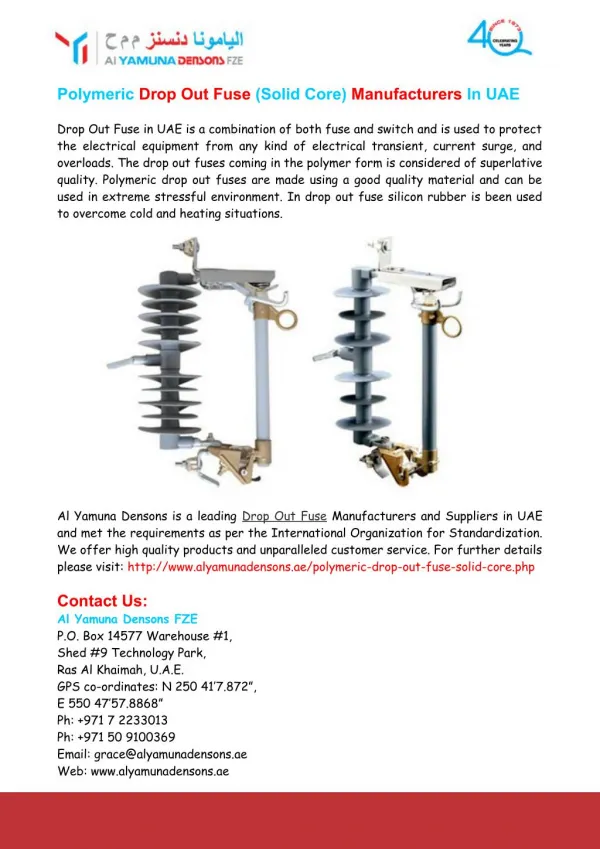 Polymeric Drop Out Fuse (Solid Core) Manufacturers In UAE