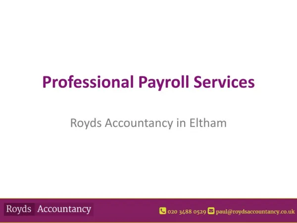 Professional Payroll From Royds Accountants