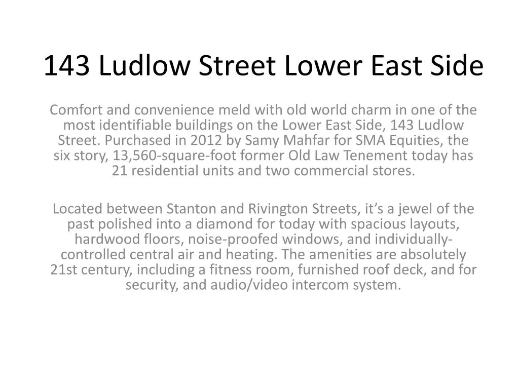 143 ludlow street lower east side
