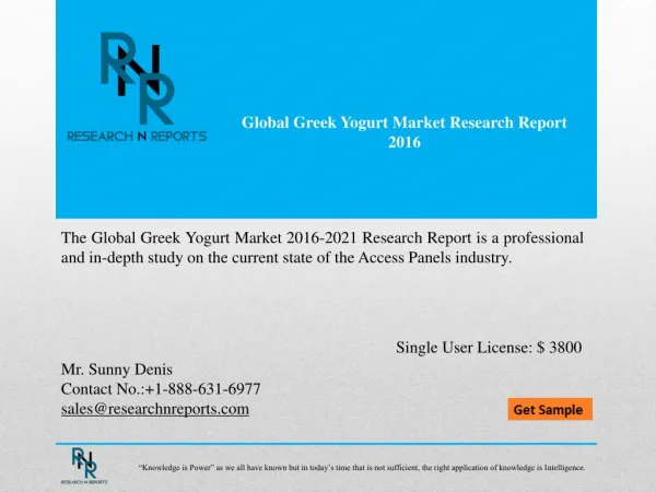 Global Greek Yogurt Market Analysis