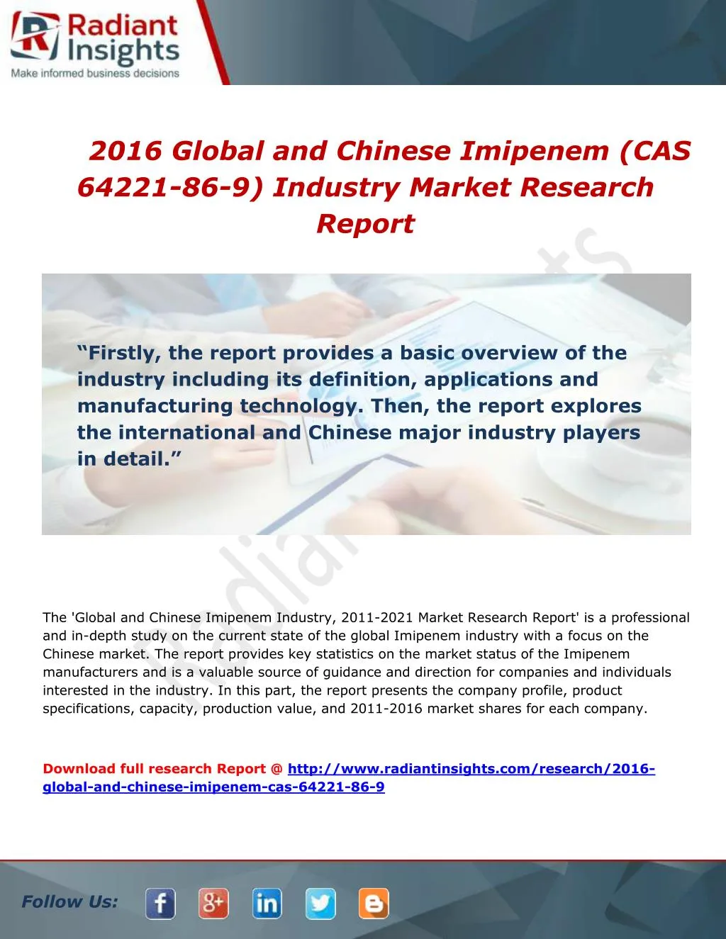 2016 global and chinese imipenem cas 64221