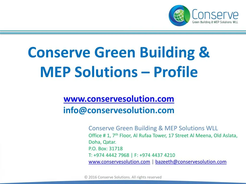 conserve green building mep solutions profile www conservesolution com info@conservesolution com