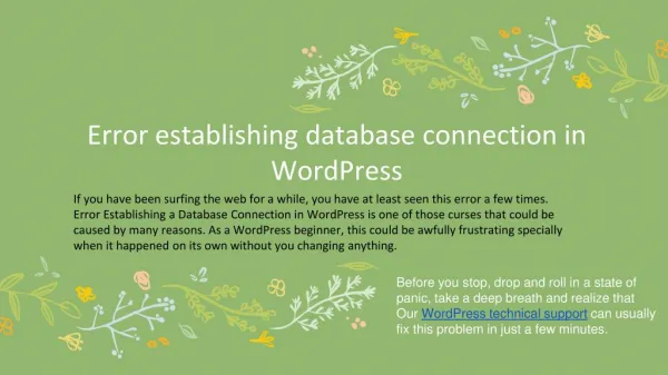 Error establishing database connection in WordPress