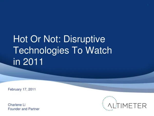 [Slides] Disruptive Technology Outlook 2012, by Charlene Li