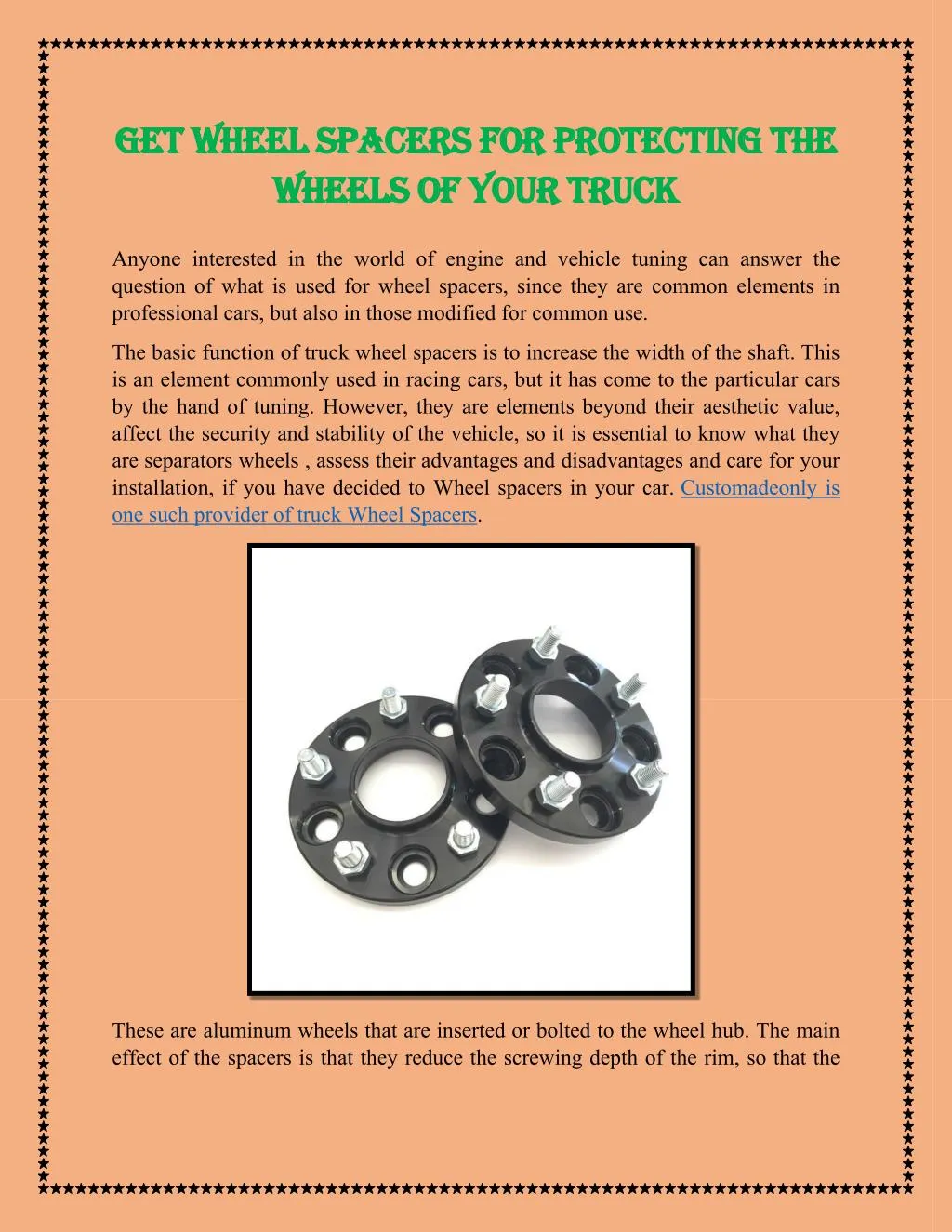 get wheel spacers for protecting the wheels