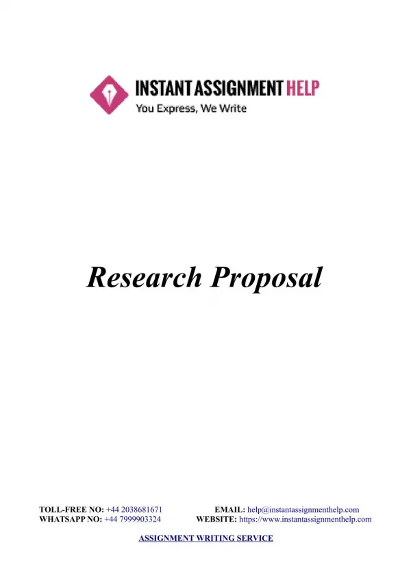 Research Proposal Sample - Instant Assignment Help