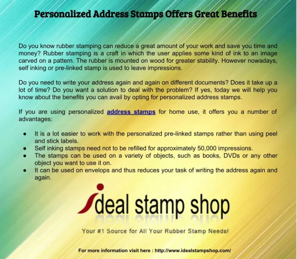 Personalized Address Stamps Offers Great Benefits