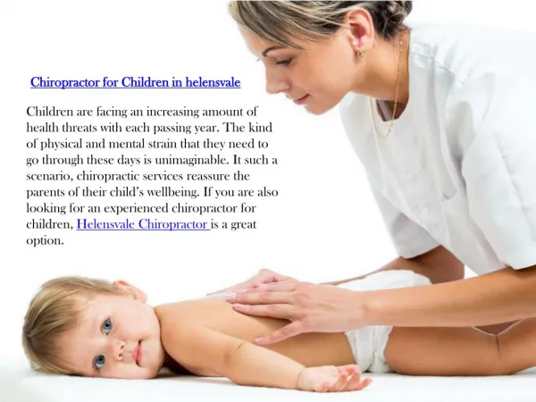 Chiropractor for Children in helensvale