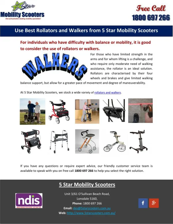 Use Best Rollators and Walkers from 5 Star Mobility Scooters
