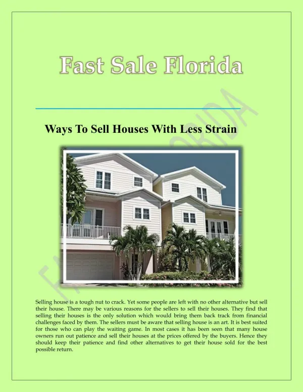 Ways To Sell Houses With Less Strain