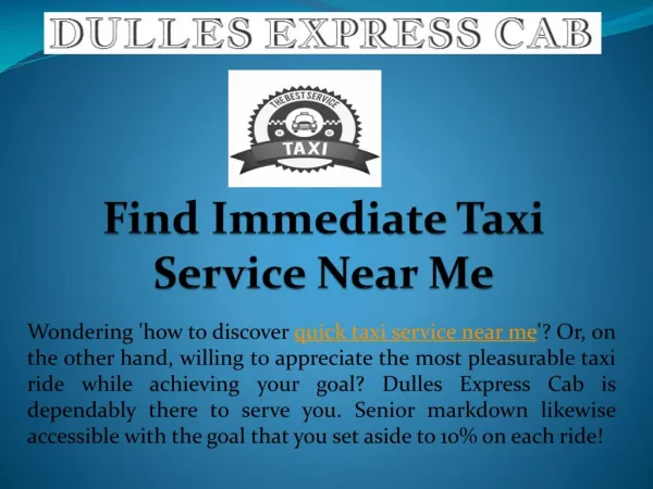 Find Immediate Taxi Service Near Me