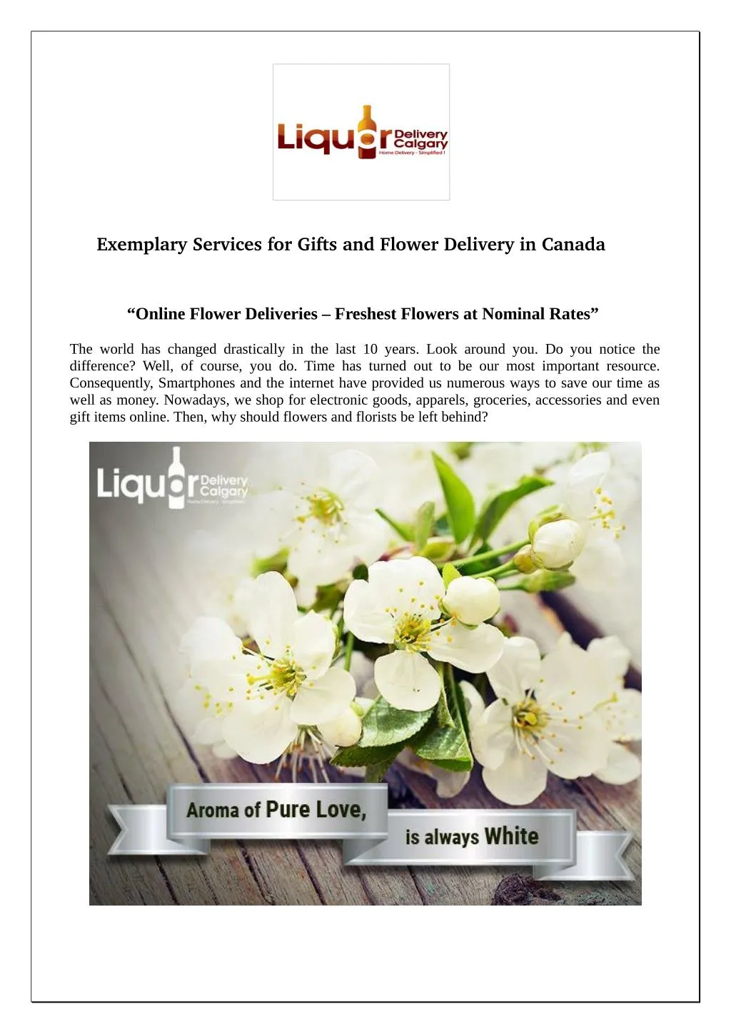 exemplary services for gifts and flower delivery