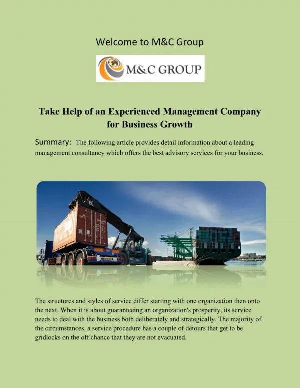 Take Help of an Experienced Management Company for Business Growth