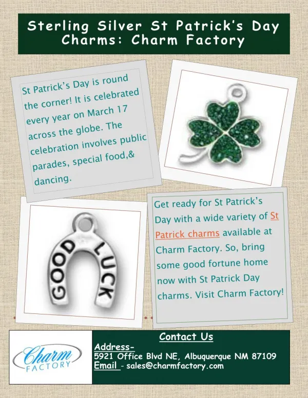 Sterling Silver St Patrick's Day Charms: Charm Factory