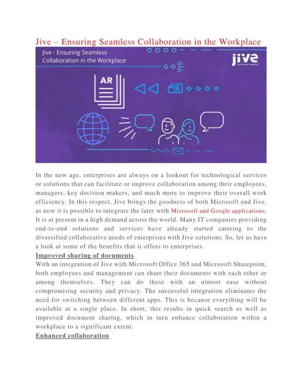 Jive – Ensuring Seamless Collaboration in the Workplace | RigelNetworks