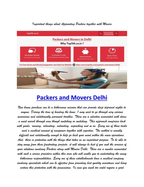Important things about Appointing Packers together with Movers