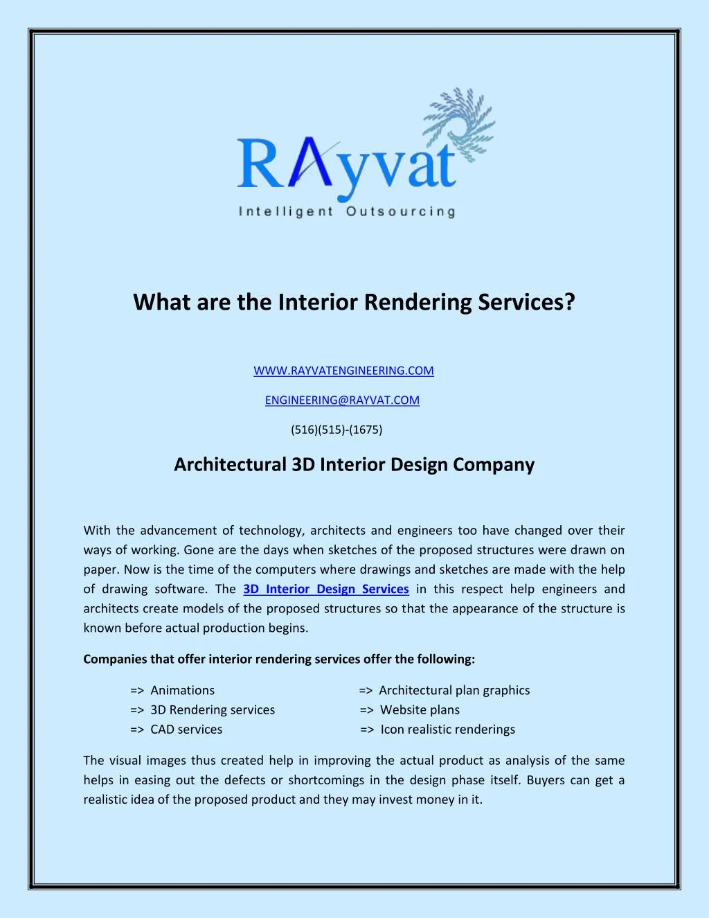 what are the interior rendering services