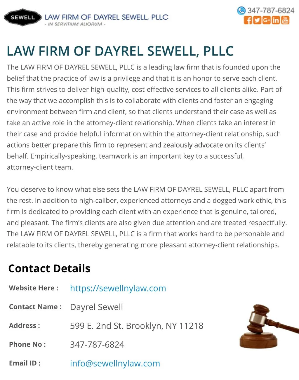 law firm of dayrel sewell pllc