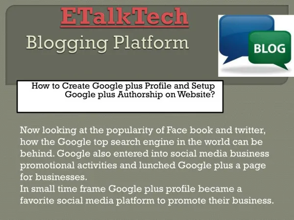 ETalkTech Blogging Site