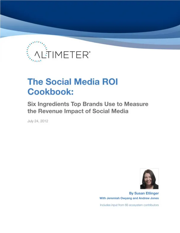 [Report] The Social Media ROI Cookbook, by Susan Etlinger