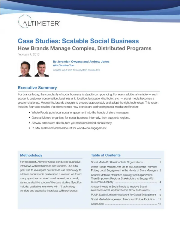 [Report] Scalable Social Business: How Brands Manage Complex, Distributed Programs, by Jeremiah Owyang and Andrew Jones