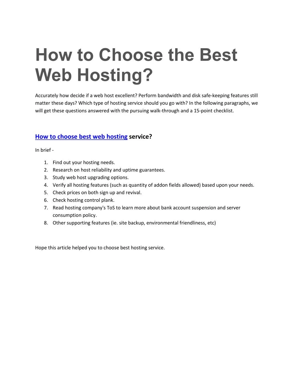 how to choose the best web hosting