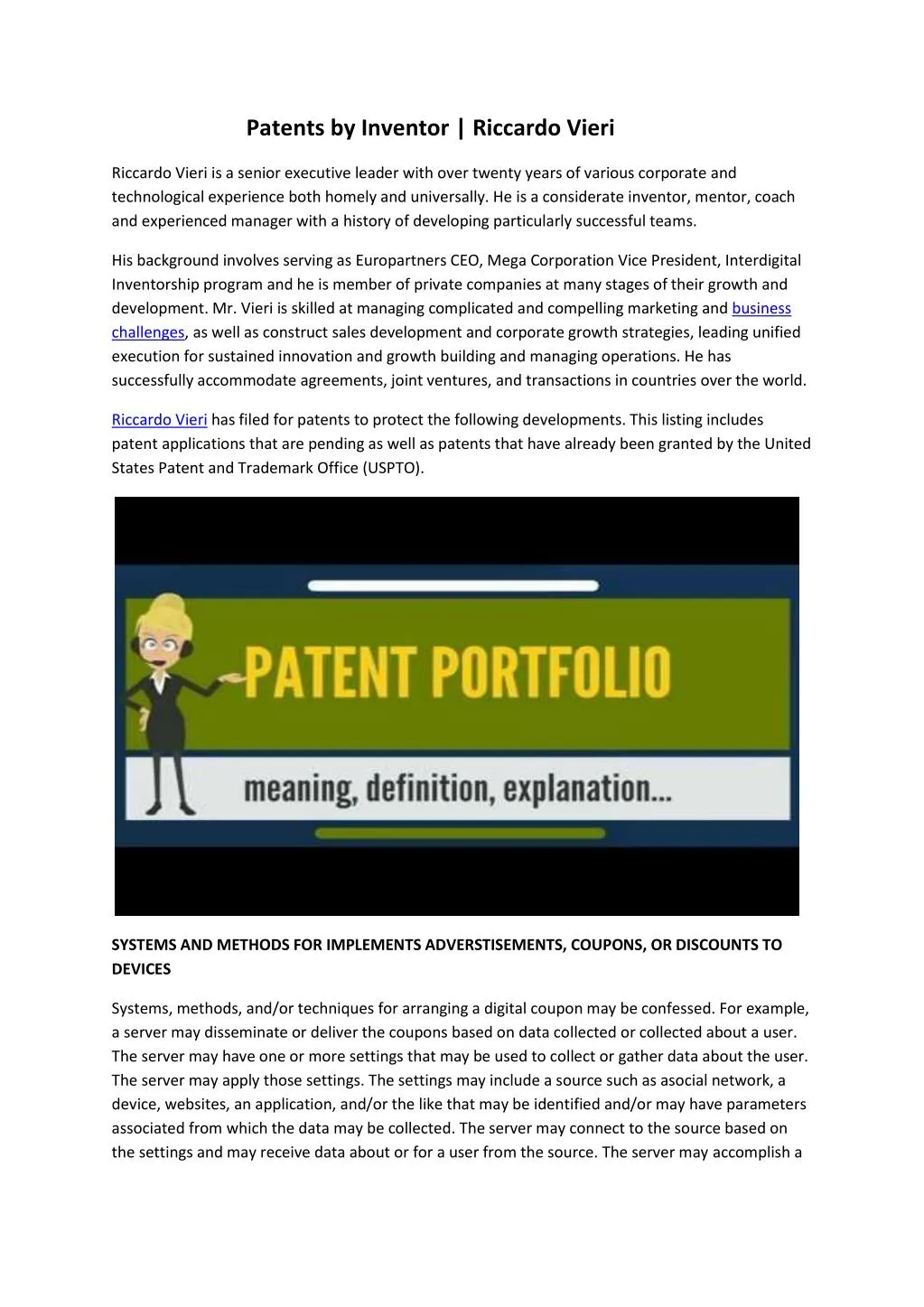 patents by inventor riccardo vieri