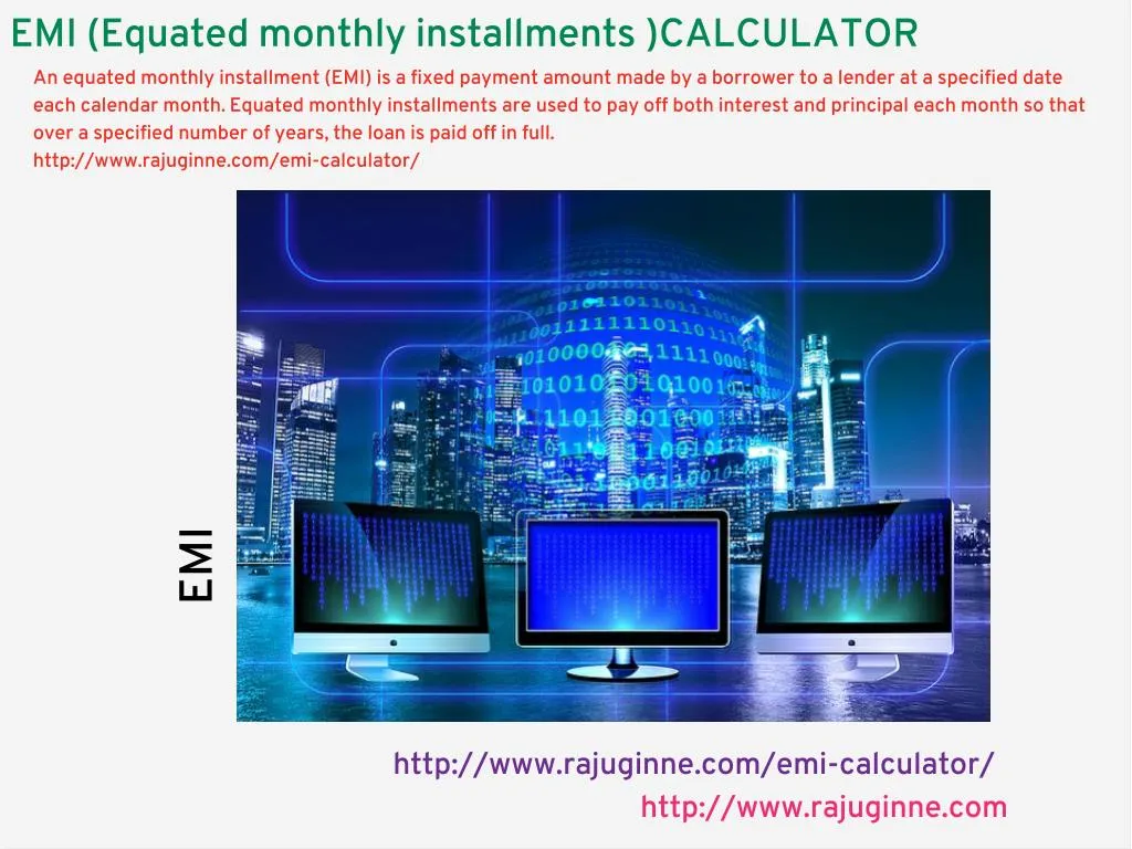 emi equated monthly installments calculator