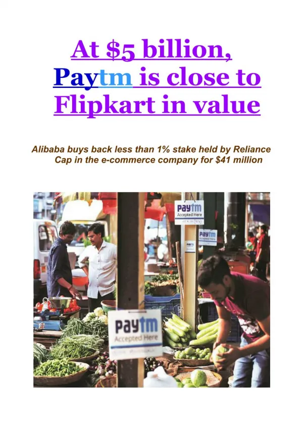 At $5 billion, Paytm is close to Flipkart in value