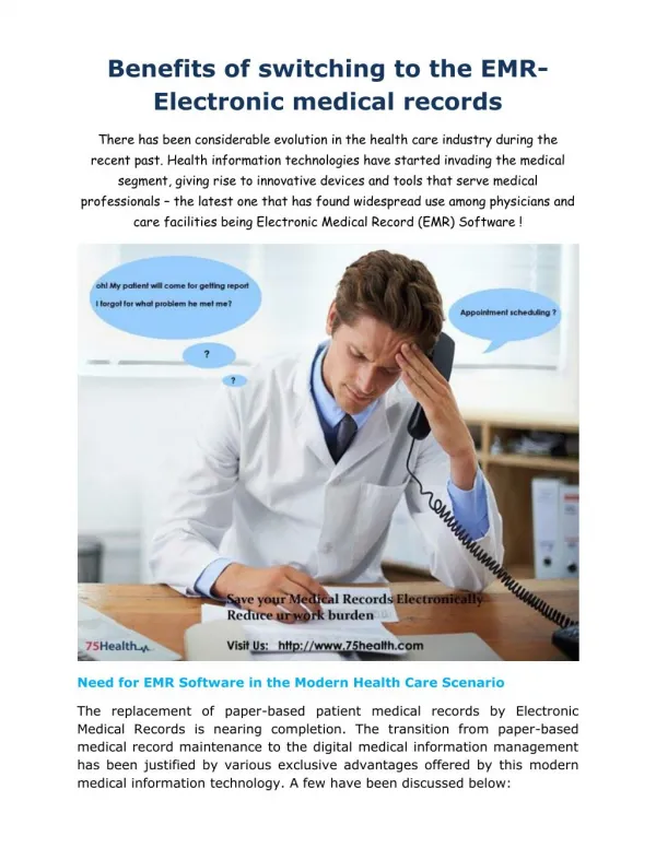 Benefits of switching to EMR-75health