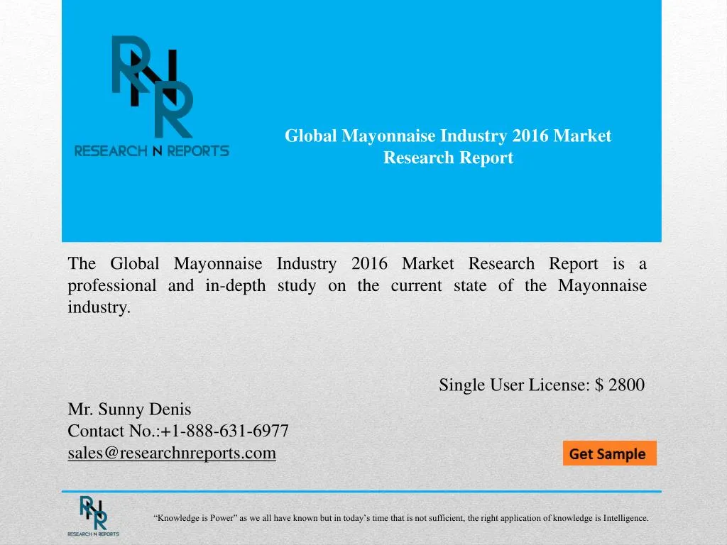 global mayonnaise industry 2016 market research