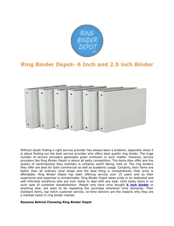 Ring Binder Depot- 6 Inch and 2.5 inch Binder