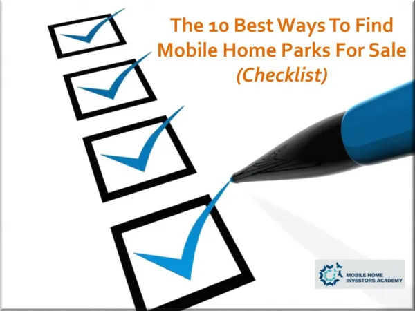 The 10 Best Ways To Find Mobile Home Parks For Sale (Checklist)