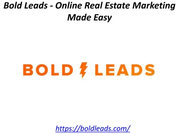 Bold Leads - Online Real Estate Marketing Made Easy