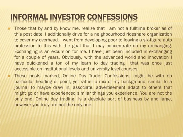 Informal investor Confessions
