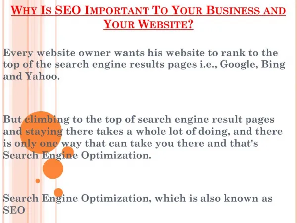 Reasons Why SEO Is Important To Your Business and Your Website?