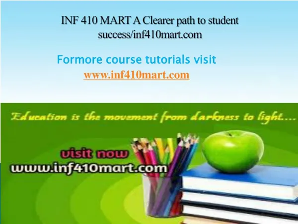 INF 410 MART A Clearer path to student success/inf410mart.com