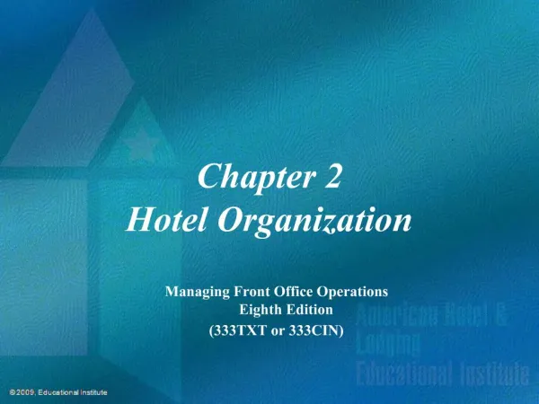 Chapter 2 Hotel Organization