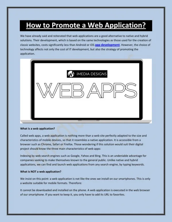 How to Promote a Web Application?